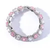 Bijoux hip hop Bracelet de diamant blanc rose 10 mm Bracelet hip hop S925 Ensemble avec un bracelet de diamants carrés pour hommes femmes