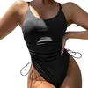 Swimwear pour femmes Swimsuit Sexy Bikini Couleur solide conjointe de la taille haute de taille haute maternité