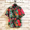 Men's Casual Shirts National Style Retro Button-up Shirt Stand-up Collar Short-sleeved Floral Northeast Big Flower 2024 Summer