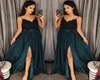 2019 Robes de soirée élégantes Aline Blackish Green High Split Cutout Side Slit Lace Top Sexy Sexy Sweep Train Formal Prom Prom Dr8814888