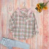 Dames mode check casual los shirt jas herfst lange mouw plaid cooded tops plus size kleding 20232024 240412