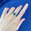 Cluster Rings Spring Qiaoer 925 Solid Silver 7 9mm Emerald for Women Lab Diamond Gemstone Wedding Ring Cocktail Party Fine Jewelry Gift