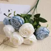 Decorative Flowers Simulation Flower Silk Two-tone Imperial Princess Roses Bouquet Garden Balcony Decoration Artificial Rose Champagne