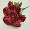 Decorative Flowers Wedding Simulation Rose Bundle Princess Brushed Cloth Decoration 7-Head 44.5cm