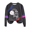 Sudadera con capucha femenina béisbol asiento impreso cuello múltiple tamaño múltiple niñas jóvenes jóvenes sudaderas de sudaderas