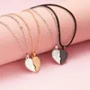 Pendant Necklaces 2pcs/set Fashion Magnetic Couple Matching Necklace Women Men Heart Lovers Jewelry Friends Valentine's Gift