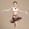 Стадия Wear 2024 Детские танцевальные платья для девочек Halter Latin Top Tassels Юбки Child Samba Chacha Tango Dancewear xs7654