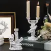 Candle Holders Retro Little Angel Resin Holder Ornaments Home Decor Romantic Couple Restaurant Desktop Decoration Candlestick Props