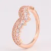 Ringos de cluster 925 Sterling Silver Pan Ring Rose Gold Gold Pincess Wishbone com Crystal for Women Women Wedding Party Gift Fashion Jewelry