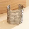 Bangle Purui Trendy Thin Iron Wire Twine Wide With Rhinestone Big Gold Color Bracelet For Women Party Wedding Fashion Jewelry