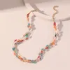 Fashionable Handwoven Colorful Crystal Necklace with Multi-layer Design and Personalized Collarbone Chain Jewelry