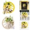 Decorative Flowers Artificial Spring Wreath With Bowknot Front Door Sunflowers Wheel For Garden Wedding Decorations