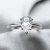 Cluster Rings Classic 925 Sterling Silver 2.0ct Pear Moissanite Solitaire Ring Women Wedding Engagement Jewelry Lover Gifts