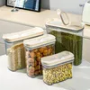 Garrafas de armazenamento recipiente de alimentos herméticos jarra de cereais clara com tampa de vedação caixa de cozinha de grande capacidade Caixa de organizador seco