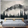 Tapestries Misty Forest Tapestry Mountains Nature Landscape Wall Hanging Home Living Room Bedroom Decoration Ackground Blanket