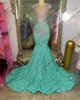 Party Dresses Mint Green Sequin Silver Crystal Rhinestones Prom 2024 Lyxklänningar Svart Girs sjöjungfru Se genom formell tillfälle klänning