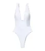 Deep V białe, zanurzające stringi kostium kąpielowy Kobiety One Piece Swimsuit Bodysuit5015640