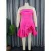 Casual Dresses Fashion Women Elegant Off Shoulder Strapless Ruffle Flower Sleeveless Mini Short Dress Party Gowns