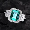 Cluster Anneaux 925 Silver High Carbon Diamond Femmes 8 mm Ring Emerald Femme Shiny 5a Zircon Design Advanced Design Luxury Jewelry Girl Gift