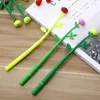 48pcs/lot Creative Novel Flower Rose Soft Silica Gel Pen 0.38mm Black Ink Water Promotion Gift