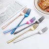 Coffee Scoops en acier inoxydable Spoon Titanium Fork Fork Creative Creative Long Handle Dessert Salad Fruit