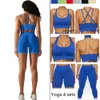 Lu Set Jumpsuit Align Lemon Seamless Set Workout Outfits Sport Halter Neck Bra High Waist Shorts Yoga Leggings Fiess Gym Clothing for Women