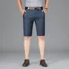 Klassieke stijl Summer Mens Business Thin Denim Shorts Lyocell Fabric Straight Fit Stretch Blue Short Jeans Male Brand 240410