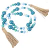 Decorative Figurines 1pc Scene Decor Tassel Wood Bead Hanging Ornament Ocean Beads Pendant Rope (Blue)