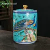 Exquisite Painted Flowers and Birds Tea Caddies Travel Ceramic Tea Container Jar Coffee Beans Biscuits Candy Sealed Storage Tank 240401