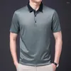 رجال البولو 2024 Mulberry Silk Summer Mens Polo قمصان فاخرة قصيرة الأكمام ذات الألوان الصلبة الأعمال غير الرسمية من الذكور القمصان Lyocell Man Tees