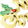 Decorative Figurines 19cm Christmas Tree Decoration Shiny Merry Letter Card For Xmas Hanging Ornament (Silver)