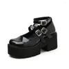 Chaussures décontractées Chunky Goth Femmes T Strap Plateforme Talages Plate-formes Boucle Punk Style Lolita Plus taille