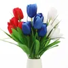 Декоративные цветы 3pcs Искусственные тюльпаны Букеки Красный белый синий издец.