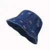 Berets 2024 primavera e verão arco estrela bordado balde chapéu mulheres ao ar livre pára-sol casual denim panamá bob chapéus gorras