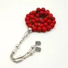 Mujeres Tasbih Musulmana Rosario Oración Roja Beads 33 66 99 Beads Red Stone Madame Ladies Jewelry240403
