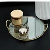 Plates Brass Color Mirror Tray European-style Binaural Storage Home Desktop Living Room Decoration Accessories