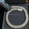 High-end Jewelry Vvs Moissanite Necklace Iced Out Cuban Chain Rose Gold Plated 18mm Pass Diamond Tester