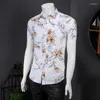 Men's Casual Shirts Men Street Fashion Summer Daily Shirt Hawaiian Floral Print Loose Short Sleeve Beach Tops Single Breasted