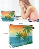 Kosmetiska väskor kokosnöt träd solnedgång Seagull Bird Seawater Makeup Bag Pouch Travel Essentials Women Organizer Storage Pencil Case