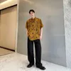 Мужские повседневные рубашки Noymei Лето китайский стиль атласные чернила бамбука с печеночной пряжкой для шейки с коротким рукавом 2024 мужской топ WA4318