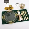 Dîner jetable 5pc Assiette ronde Plastique Plastique Disque Disque avec motif d'art doré en dentelle en dentelle en dentelle en or en relief