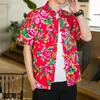 Мужские повседневные рубашки мужская винтажная рубашка в китайском стиле лето с северо -восточным цветочным стендом