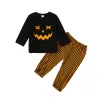 Pantaloni mababy 012m Halloween neonato neonato bambino set di vestiti da ragazza set di top a maniche lunghe per pantaloni a strisce abiti d05