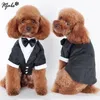 Hundklädfest Tuxedo Suit Bow Tie Charmig bröllop Valpdräkt Kattkläder Knappar