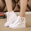 Casual Shoes Comemore 2024 Spring Inner Heightening Women's Platform White High Top Sneakers Short Leather Ankle Boots