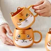 Tasses 350 ml Créative Cartoon Tiger Céramique avec cuillère tasse de café Cupi Mute Breakfast Breakfast Animal Couple Ta Tas de thé