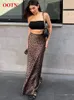 Ootn Vintage Leopard Print Trumpet Skirts vrouwelijk 2024 Street Chic High Taille Long Rok Autumn Office Slim Zipper 240329