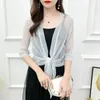 Damesjassen Elegant net garenjas dames mode tops zomer solide kleur zonnebrandcrème 2024 kleding lange mouw vest met lange mouwen