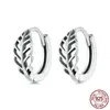 Hoop Earrings 925 Sterling Silver Plant For Women Girl Hollow Out Leaf Geometric Design Jewelry Party Gift Drop