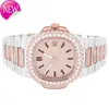 Montres luxueuses avec Diamond VVS Moisanite Diamond Watch avec matériau en acier inoxydable pour femmes bijoux Hip Hop portant HB-Q6